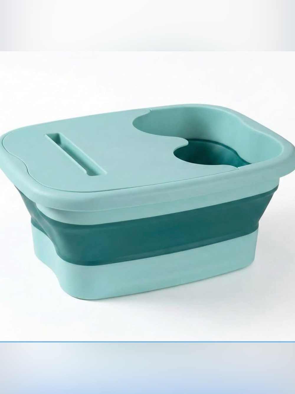Collapsible Teal Foot Soak Tub with Built-In Cup Holder